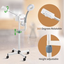 Pro 2 In 1 Facial Steamer 5X Magnifying Lamp Hot Ozone Machine Spa Salon Beauty - £83.78 GBP