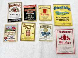 Lot of 8 Antique Whiskey Rye Gin Labels Maywood Club Gold Seal Mohawk Va... - $14.36