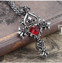 New Red Sacred Heart Crystal Cross Necklace Pendant Vampire Diaries  - £4.72 GBP