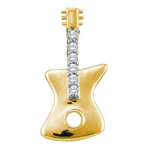 10k Yellow Gold Round Diamond Electric Guitar Music Instrument Pendant 1/20 - £74.04 GBP