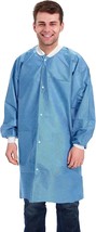 Disposable Lab Coats, 44&quot; Long. Pack of 10 Blue Adult Gowns Large - £16.77 GBP
