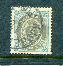 Denmark 1875/95  3 ore value Normal frame  FA 28 Sc 25 Used 11710 - £6.32 GBP