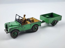 1954 Dinky Toys #340/341 Green Land Rover &amp; Trailer Man Diecast Toy Truck - $63.35