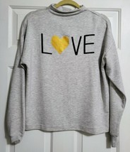 Marled Reunited Clothing Grey LOVE Fleece Sweatshirt Pullover Gold Heart - £15.97 GBP