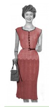 1950s Sheath Dress 7 ounces of Yarn Feather &amp; Fan - Knit Pattern (PDF 2491) - £2.99 GBP