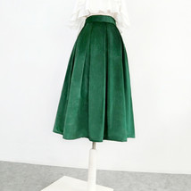 Women Winter Velvet Midi Pleated Skirt Brown Holiday Midi Pleated Skirt Plus image 13