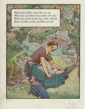 Antique Hush-A-Bye Baby Mother Goose Rhyme Art Print 1915 Dual Sided 8 x 10.5 - £26.09 GBP