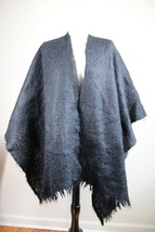 Vtg Royal Scot Black Mohair Wool Poncho Cape Samuel Tweed - £44.18 GBP