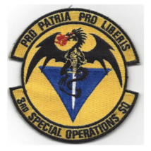 4&quot; AIR FORCE 3RD SPECIAL OPERATIONS SQUADRON PRO PATRIA EMBROIDERED PATCH - $28.99