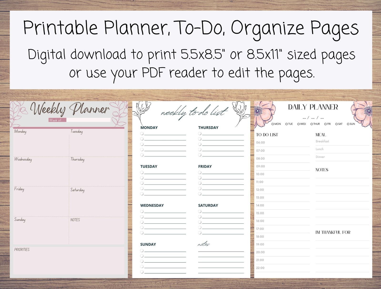 50 Instant Download and Print Planner Pages: 10 Planner Pages to Choose ... - $2.00