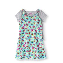 Shopkins Girls Lace Hem Crepe Slip Dress W Shirt Small 6-6X NEW - £10.00 GBP