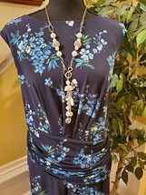 T Tahari Woman Size 22W Navy Floral Print Dress Polyester/Spandex - £22.12 GBP