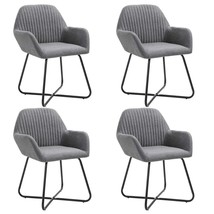 vidaXL Dark Grey Fabric Dining Chair Set of 4 Sturdy Frame Adjustable Arms - $9,124.13 MXN
