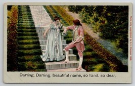 Victorian Couple Darling Darling Beautiful Name So Dear Postcard B35 - $4.95
