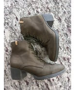 Dr Scholls Shoes Womens Laurence Bootie Lace Up Sz 9 Olive Green - $24.24