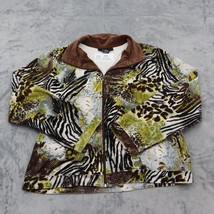 Kaktus Jacket Womens XL Green Animal Pattern Side Pocket Full Zip Shacket Shirt - $25.62