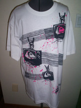 Quiksilver Men's Guys T Shirt Tv Television Rock On Sign White Tee New $25 - $17.99