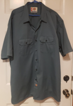 Dickies Work Shirt Men&#39;s 3XL XXXL Green Button Front Flap Pockets Short ... - £12.96 GBP