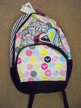 WOMEN&#39;S ROXY BRIGHT POLKA DOTS/CURSIVE LOGOS ON FRONT SCHOOL BACKPACK NE... - $44.99