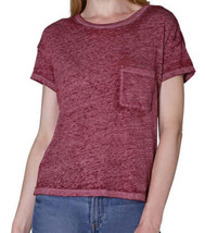 Ultra Flirt Juniors Crewneck Burnout T-Shirt color Burgundy Size L - £14.31 GBP