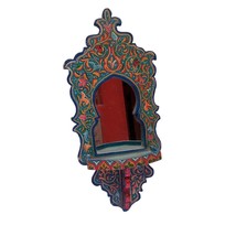 Fast shipping, Vintage Funky Hand painted Mirror, Moroccan wooden shelf, Rustic  - £196.63 GBP