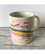 Sister Coffee Mug Rainbow Vintage Made Japan Birds Laine Parsons Restaur... - $8.87