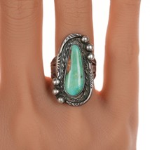 sz5.5 Vintage Native American silver and Royston turquoise ring - $148.50