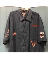 Harley-Davidson cornflower blue button down w/ embroidery &amp; patches mens... - £56.94 GBP