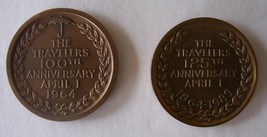 TRAVELERS INSURANCE: 100+125 Year Anniversary Marks/Medallions/Medals 18... - $45.74