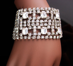 Fabulous deco style bracelet - Vintage 10 row bracelet - BRILLIANT wide ... - $110.00