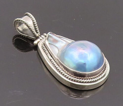 925 Sterling Silver Vintage Pendant Drop Shape Pendent Domed Abalone  PT... - £43.43 GBP