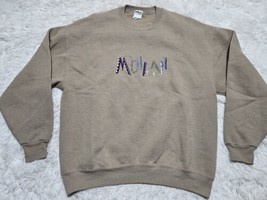 Vintage Michigan XL Sweatshirt Embroidered Spell-Out USA State University Beige - £14.66 GBP