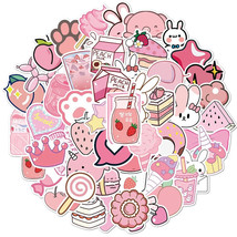 50 Pcs Handmade Pink Cartoon Rabbit Stickers - Waterproof Decals for DIY, Luggag - £7.89 GBP