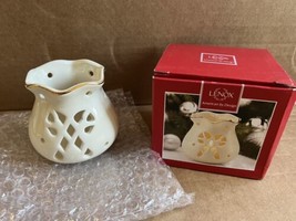 LENOX Porcelain 3” Gold Rimmed Ornamental Glow candycane Votive Tea Light - £5.53 GBP