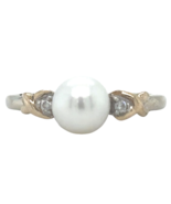 Pearl with Diamond Accents 14k Two-Tone Gold Size 6.25 Ring 1.8g - $570.82 CAD
