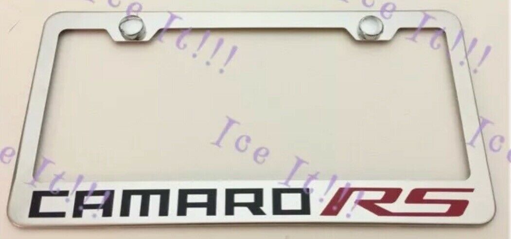 For CAMARO w/ Red RS Stainless Steel License Plate Frame Rust Free W/ Caps - $13.85