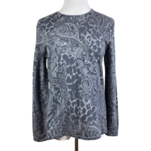 Pendleton Sweater Womens M Gray Paisley 100% Merino Wool Long Sleeve Crewneck - £23.61 GBP