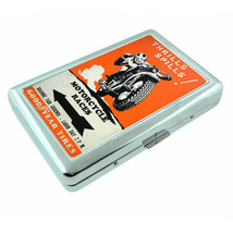 Vintage Poster D218 Silver Metal Cigarette Case Wallet Motorcycle Races Roanoke - £13.19 GBP