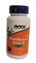 NOW Foods Sambucus Zinc-C Elderberry Vitamin C 60 Lozenges Best By 03/2024 - $9.40