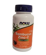 NOW Foods Sambucus Zinc-C Elderberry Vitamin C 60 Lozenges Best By 03/2024 - £7.42 GBP