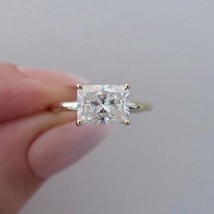 2CT Radiant Cut Moissanite Wedding Ring/ East To West Horizontal Set Radiant Cut - £64.50 GBP