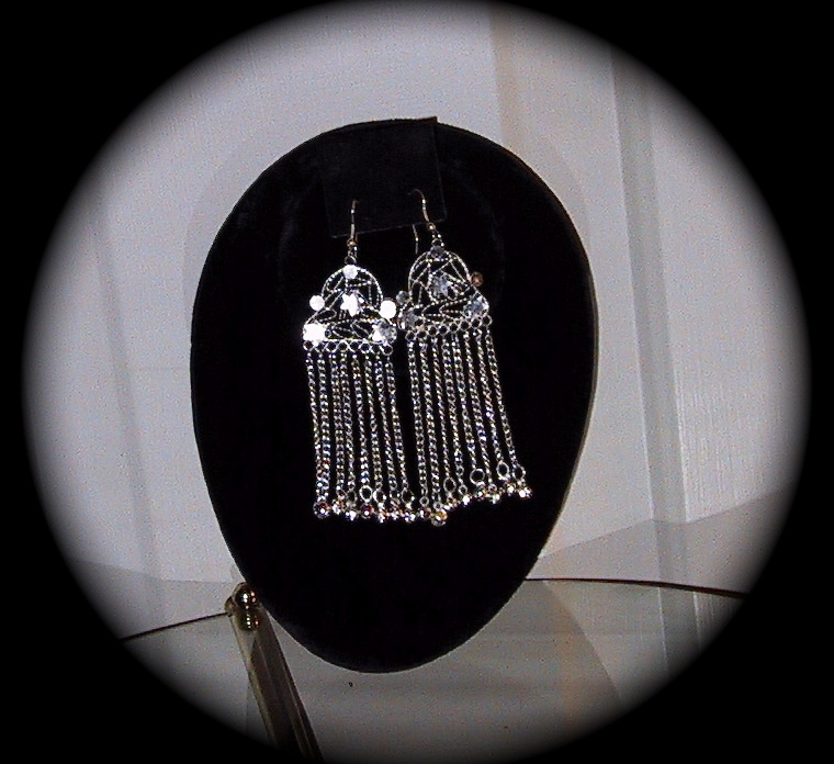 Silver Chandelier Earrings Earring Hollywood Trendy - £23.87 GBP