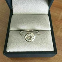 Bague de fiançailles sertie de lunette 1,50 ct diamant rond taille 5 en or... - £195.54 GBP