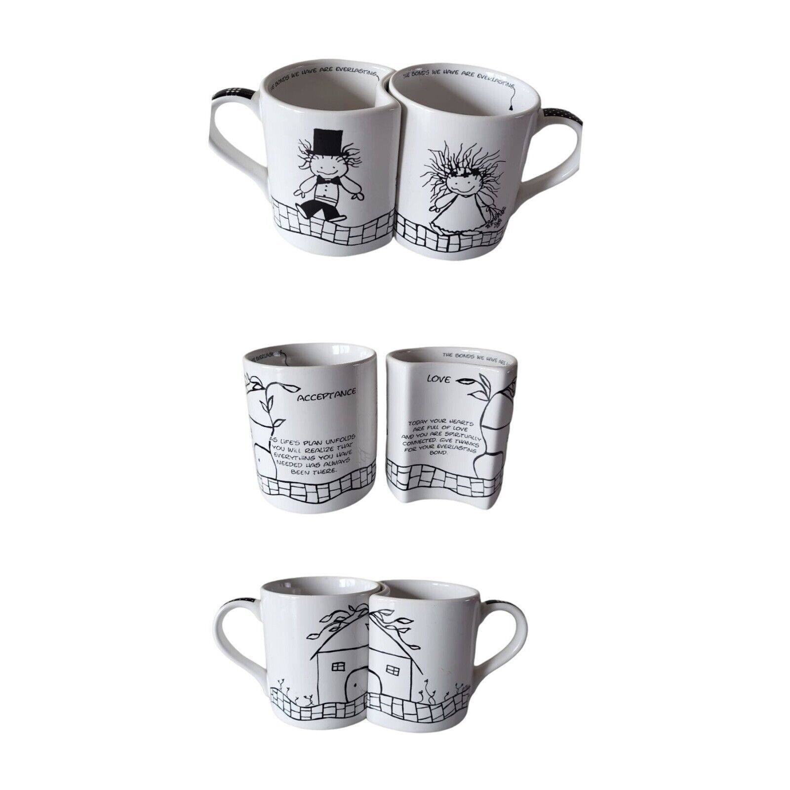 Primary image for Bride Groom 12 oz Coffee Mug Set Papel Giftware Children of The Inner Light Wedd