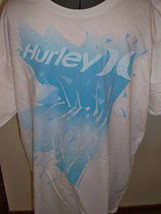 MEN&#39;S GUYS HURLEY TEE T SHIRT WHITE W/ LIGHT BLUE 3D LOGO NEW $27 - $17.99