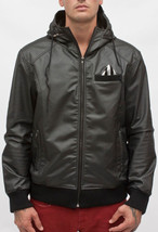 Men&#39;s Guys Lira Alley Faux Leather Black Heavy Coat Jacket Zip Up New $110 - £59.93 GBP