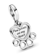 Jewelry Hearts and Paw Print Dangle Charm - Necklace - £144.87 GBP