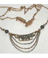Signed &quot;1928&quot; dainty filigree Necklace goldtone silvertone floral vintag... - €8,74 EUR