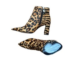 New Antonio Melani Siz 7M Calf Hair Ankle Boots Animal Print  Point Toe - NWOB - £45.22 GBP