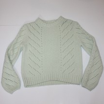 Elodie Women&#39;s Pointelle Knit Sweater Top Pullover in Pale Green Color size XS - £10.25 GBP